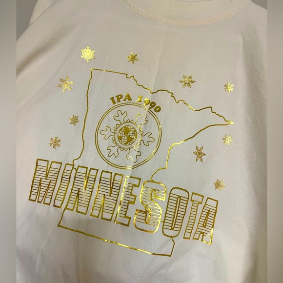 Vintage 1990’s Cream Gold Print Minnesota Graphic Crewneck Sweater - Picture 2 of 11